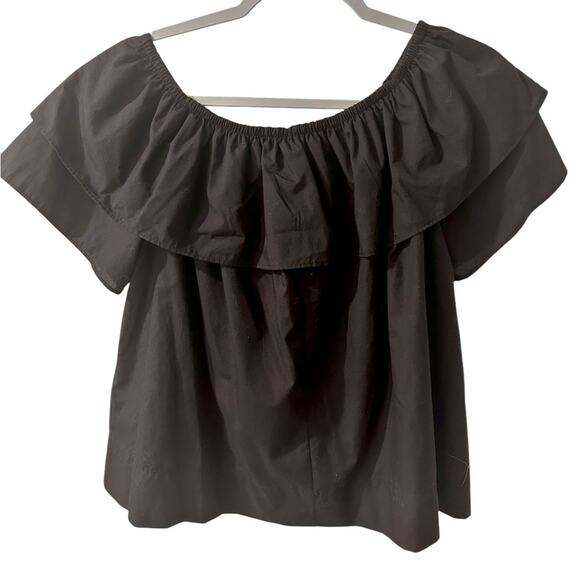BEBE Made in Italy Ruffle Off the Shoulder Button Front Top, size M - Picture 7 of 7